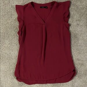 Apt. 9 Maroon Ruffled Sleeveless Blouse